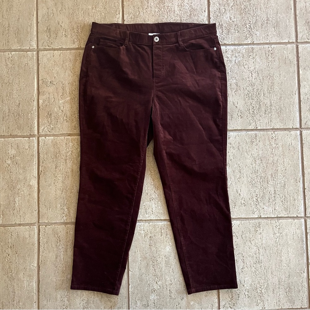 J. Jill Corduroy Straight Leg Pants Dark Redwood Brown Womens Size XL Winter‎